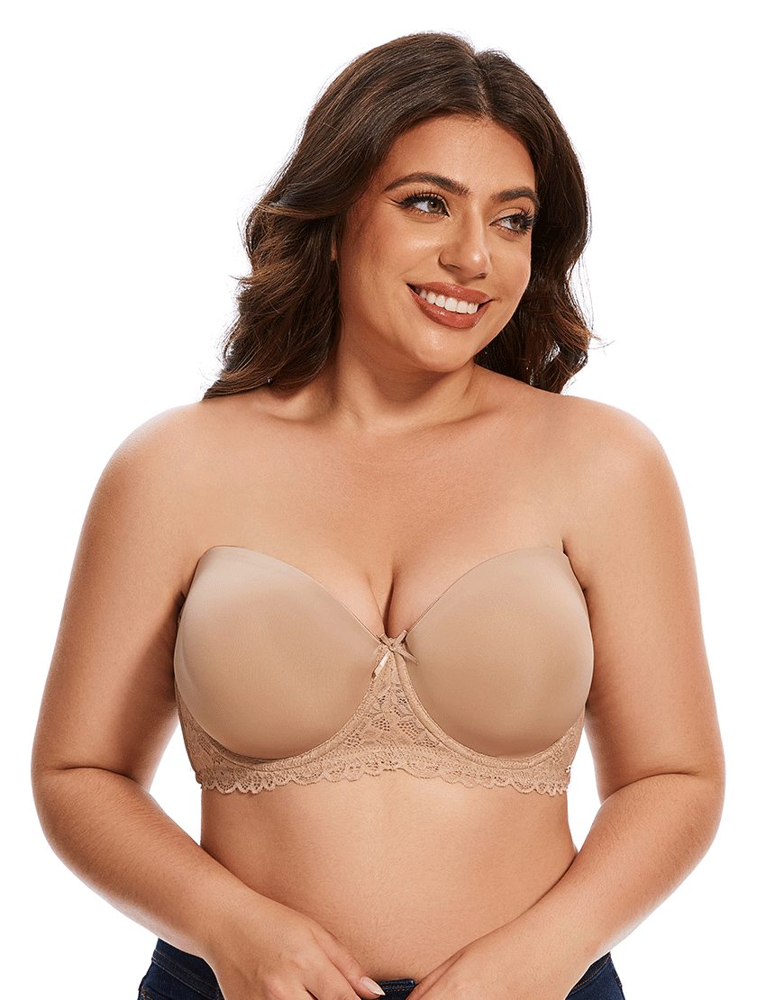 Rosha Curvy Lightly Padded strapless Wired Bra-SKIN