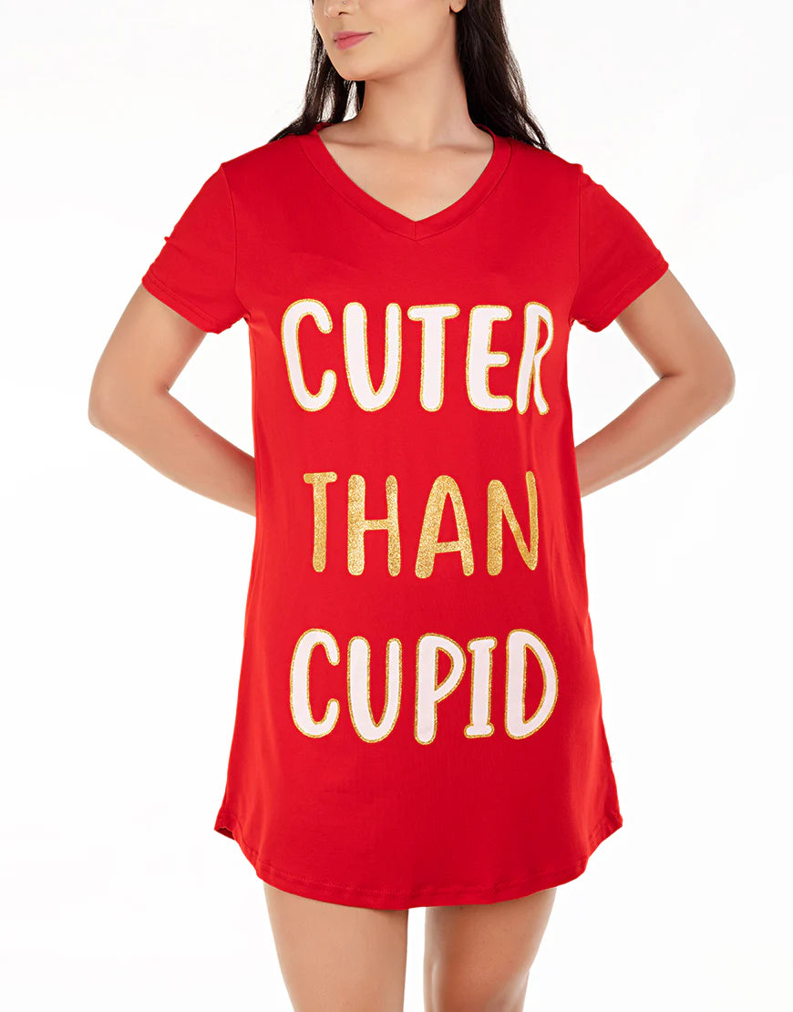ROSHA CUTER THAN CUPID SLEEP SHIRT-RED