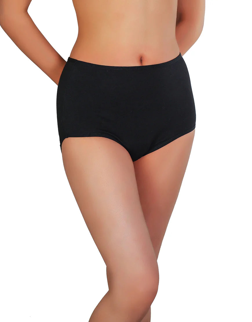 ROSHA SUPPER SOFT HIGH WAISTED COTTON PANTY-BLACK