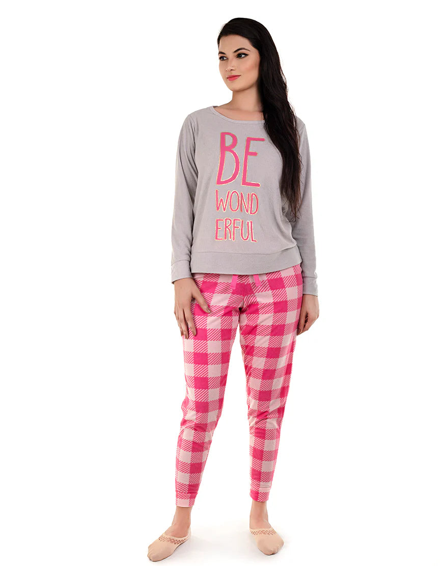 ROSHA BE WONDERFUL" LONG SLEEVE SHIRT & JOGGER SET-CARMINE ROSE