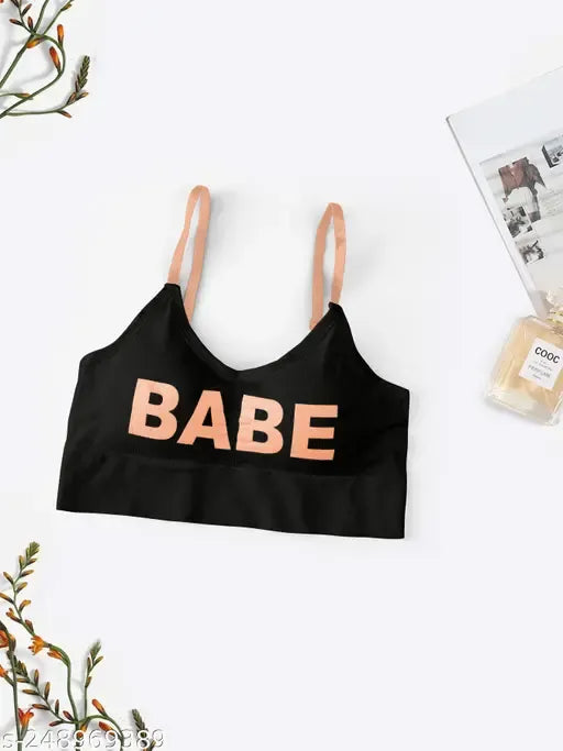 Basic Letter Embroidered Bra
