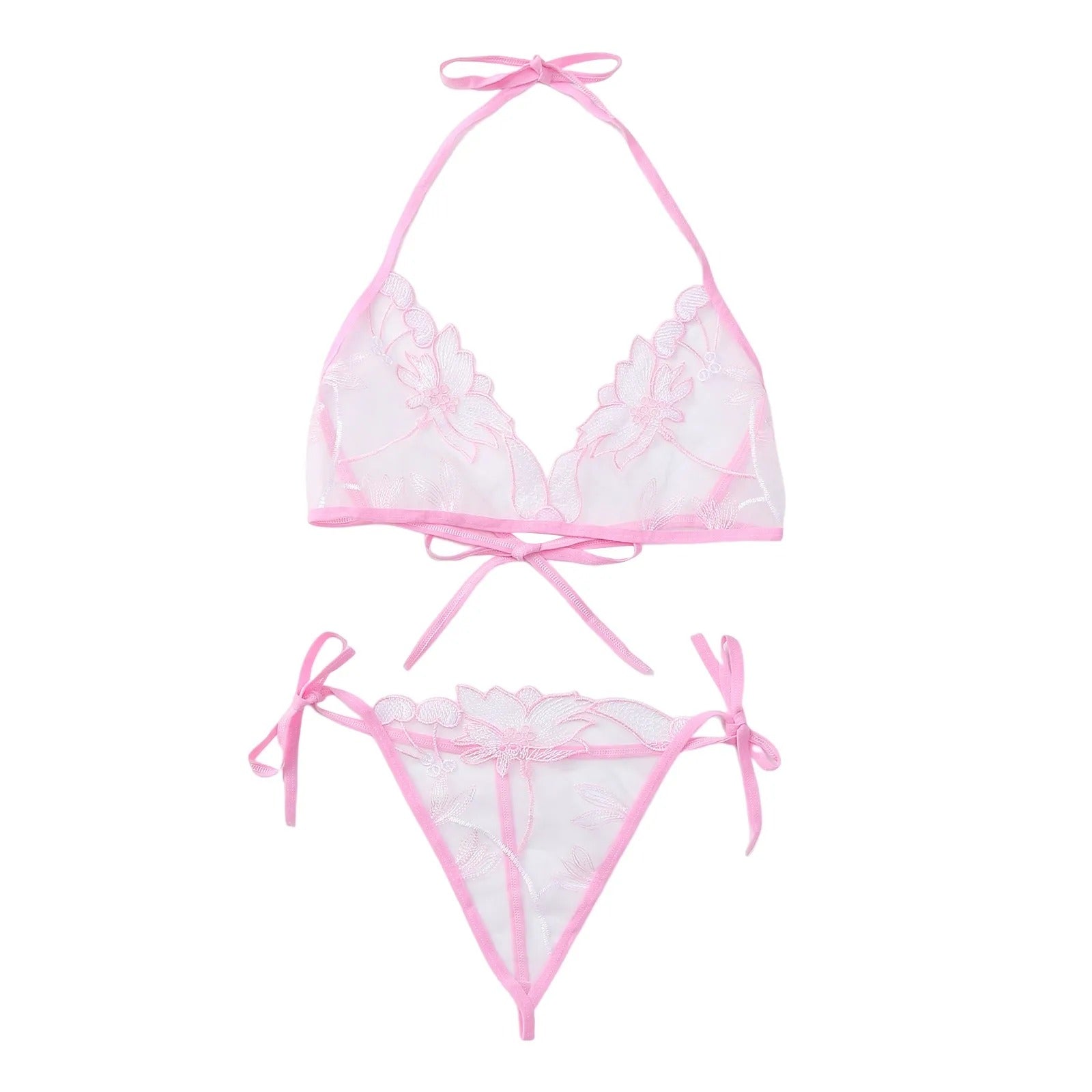 Net Lace Flower Bra set