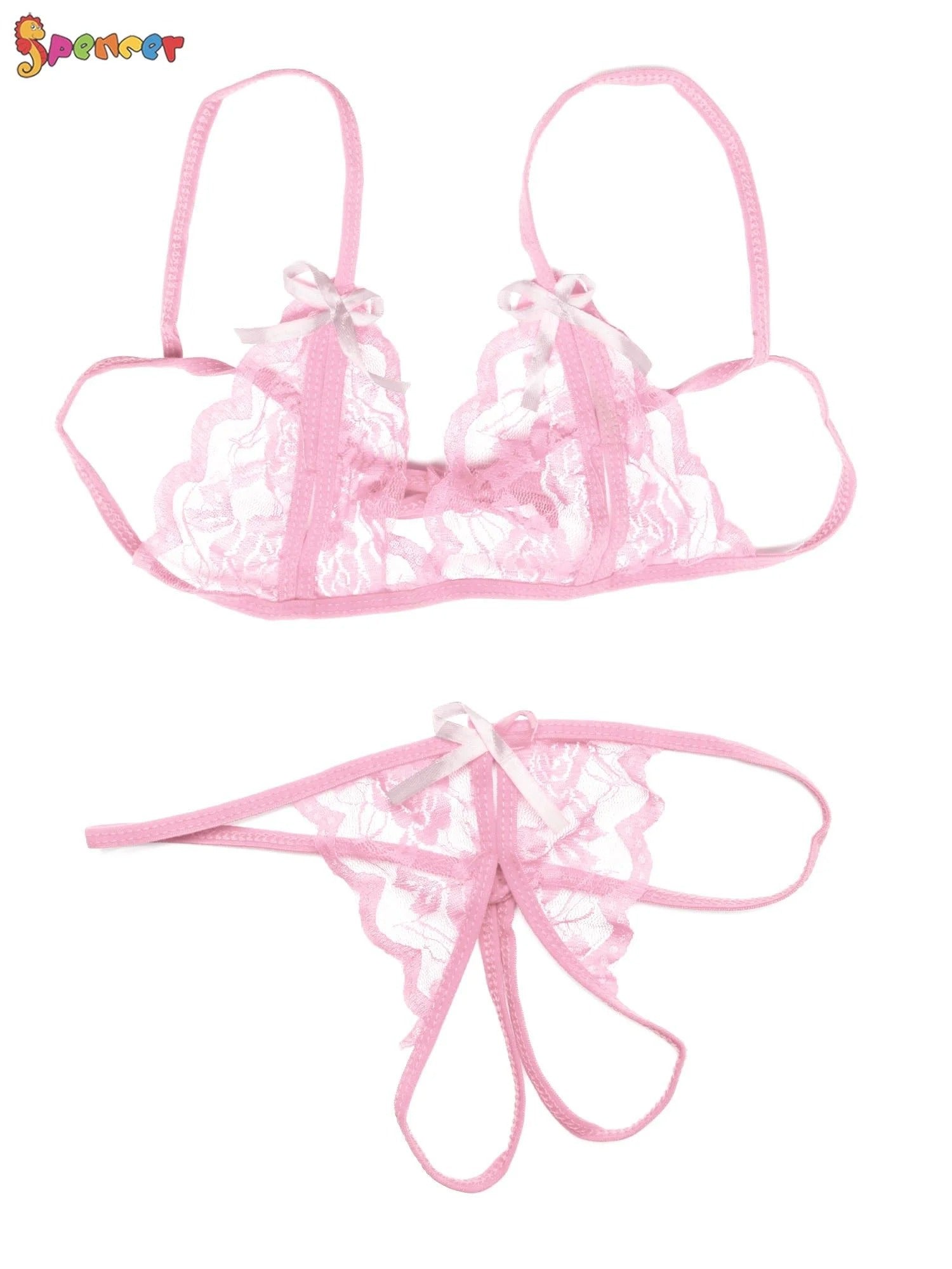 Net Lace Flower Bra set