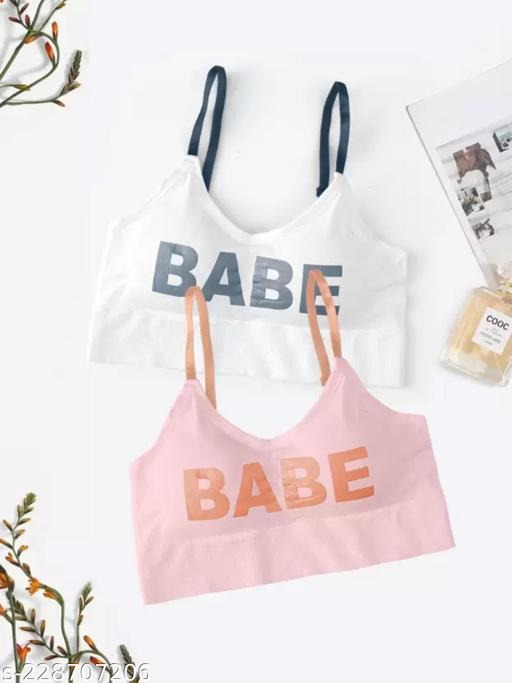 Basic Letter Embroidered Bra